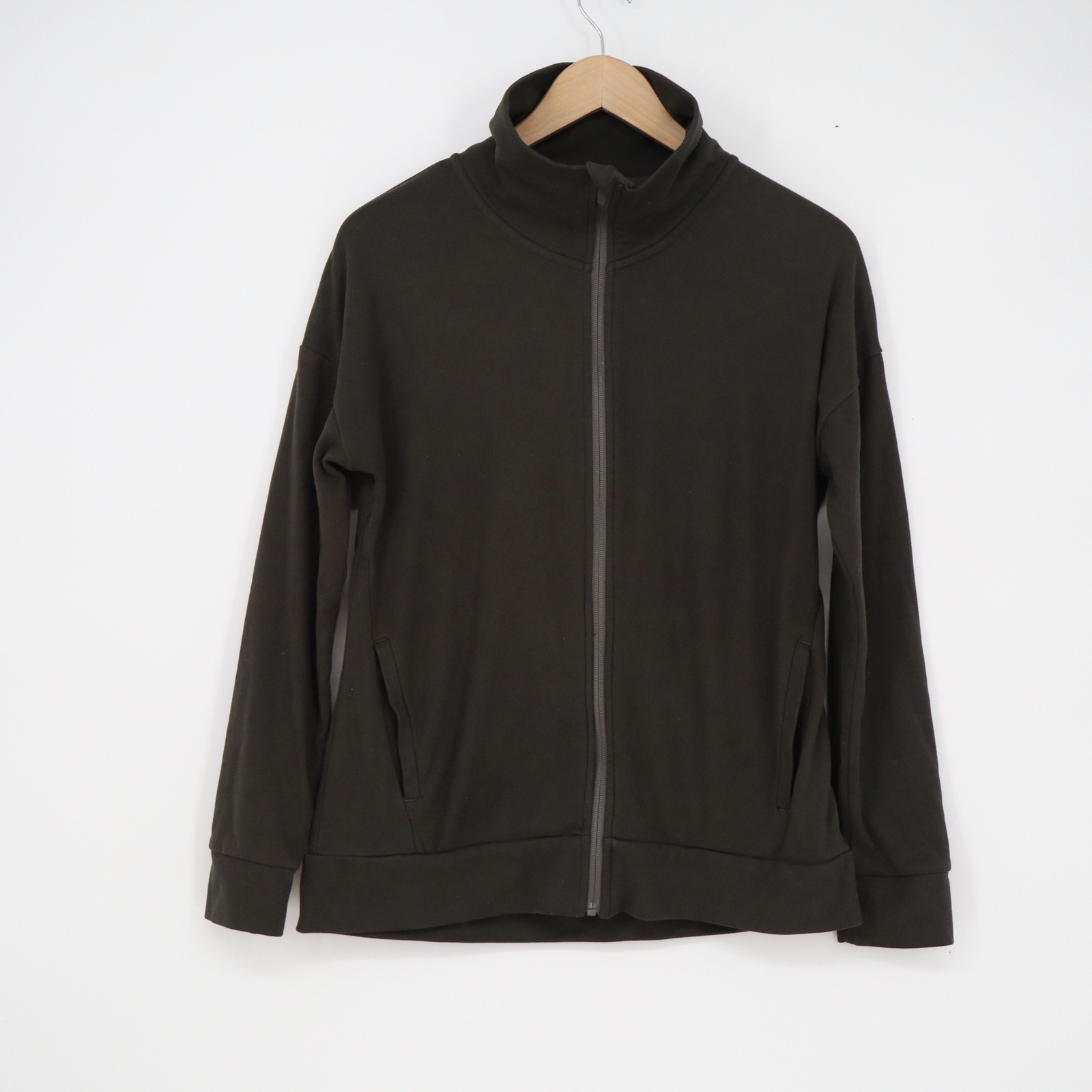 Mondetta Womens Full Zip Track Jacket Dark Olive Green Mock Neck Size S